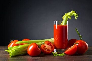 Tomato juice with celery sticks