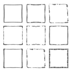 Vector set of black frames. Grunge style design