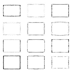 Vector set of black frames. Grunge style design