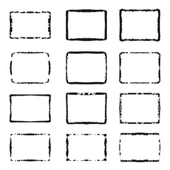 Vector set of black frames. Grunge style design