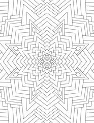Page coloring book for adults mandala drawn with black lines on