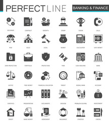 Black classic Banking and finance web icons set.