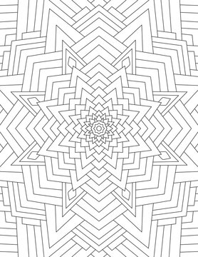Page coloring book for adults mandala drawn with black lines on