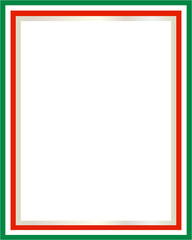 Italian flag green white red border frame design template with blank space for text.