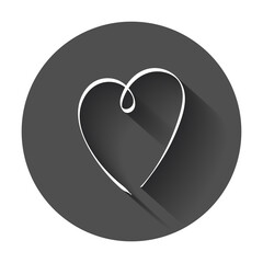 Hearts icon. Love hand drawn vector illustration with long shadow.