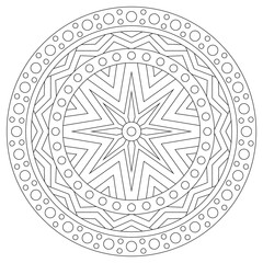 Black and white mandala coloring page for adults