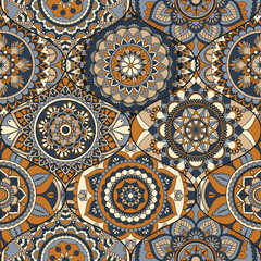 Patchwork pattern. Vintage decorative elements. Hand drawn background. Islam, Arabic, Indian, ottoman motifs. Perfect for printing on fabric or paper.