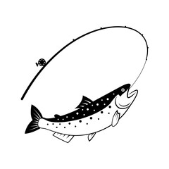 graphic fishing salmon, vector