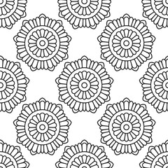 Seamless pattern with abstract floral pattern on white