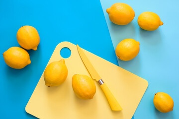 Lemons on a kitchen table concept