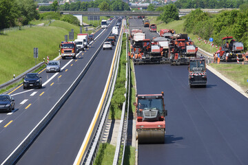 Autobahn Baustelle in Bayern A96 bei Buchloe