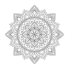 Flower Mandala. Vintage decorative elements. Oriental pattern, vector illustration. Islam, Arabic, Indian, moroccan,spain, turkish, pakistan, chinese, mystic, ottoman motifs. Coloring book page