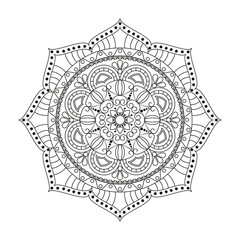 Flower Mandala. Vintage decorative elements. Oriental pattern, vector illustration. Islam, Arabic, Indian, moroccan,spain, turkish, pakistan, chinese, mystic, ottoman motifs. Coloring book page