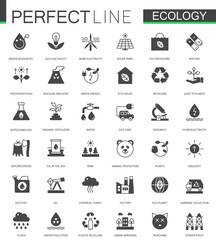 Black classic green Ecology web icons set.