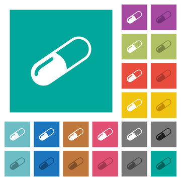 Pill square flat multi colored icons