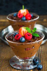 Chocolate avocado mousse with fresh fruit