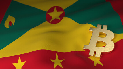Bitcoin Currency Symbol on Flag of Grenada
