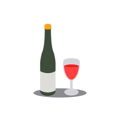 Wine Bottle and Glass Icon vector illustration