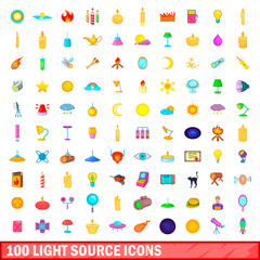 Fototapeta premium 100 light source icons set, cartoon style