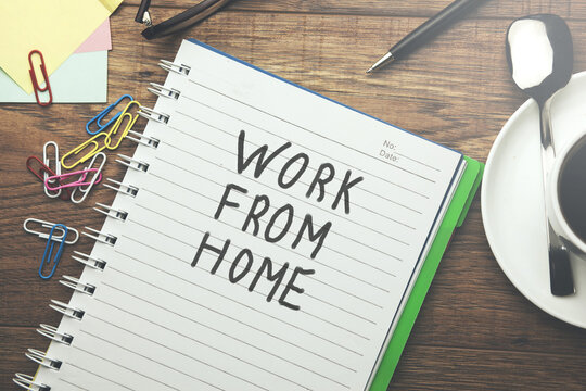 work from home text  on notepad