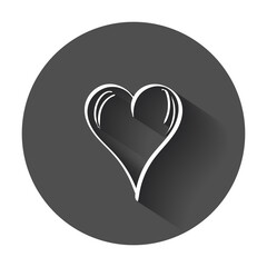 Hand drawn hearts icon. Love vector illustration with long shadow.