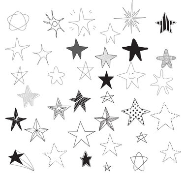 stars vector hand drawn icon cute doodle line art illustration