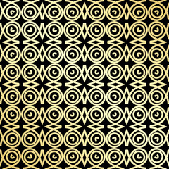 Ornamental wallpaper, vector luxury background. Vintage floral pattern on black with golden gradient.