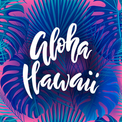 Aloha Hawaii brush lettering.