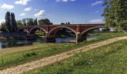 Old bridge over the Kupa river in Sisak, Croatia