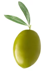 Tuinposter green olive isolated on a white background © Iurii Kachkovskyi