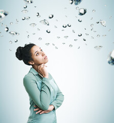 Pensive African American girl and diamonds