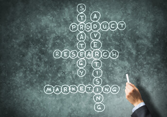 Seminar trainer draw on chalkboard