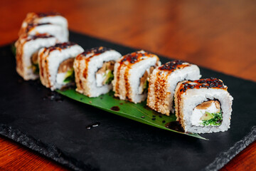 Sushi with fish and cream cheese