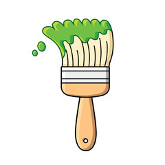 Green paint brush isolated.