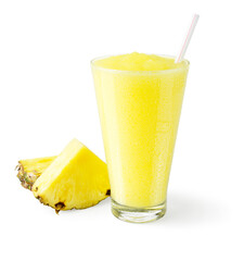 Pineapple Smoothie or Shake on White Background