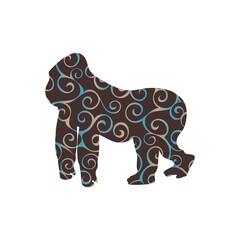Gorilla monkey primater color silhouette animal