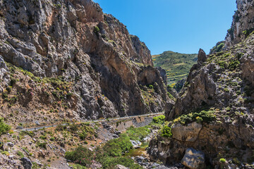 The Kourtaliotiko Gorge (or Asomatos Gorge) - gorge on the southern side of the western part of the island of Crete. Greece.
