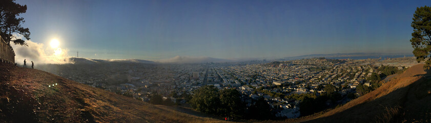 San Francisco Fog Creeping over Sutro from Bernal Hill Park