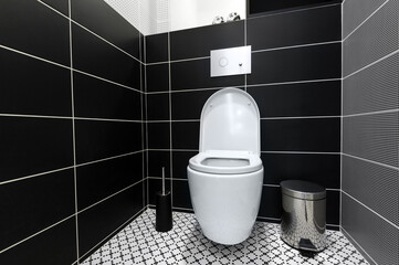 Modern black and white toilet