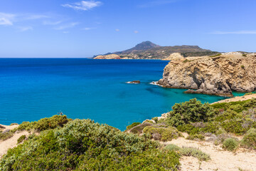 South coast of Milos island, Tsigrado beach. Cyclades, Greece.