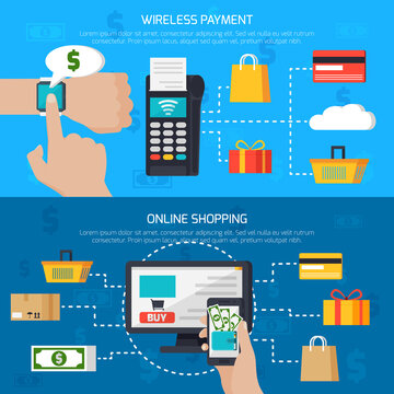 Wireless Payment And Online Shopping Banners
