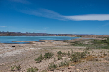 The lake formed by the El Mansour Eddahbi Barrage near Ouarzazate, Morocco