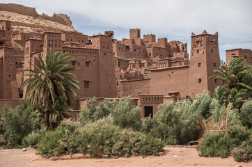 Kasbah Ait Ben Haddou in the Atlas Mountains of Morocco. Medieval fortification city, UNESCO World Heritage Site.