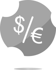 dollar and euro signs on web button isolated on white