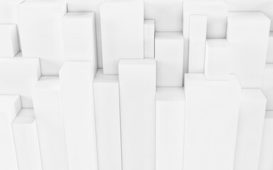 White Abstract geometric background from cubes. 3d render