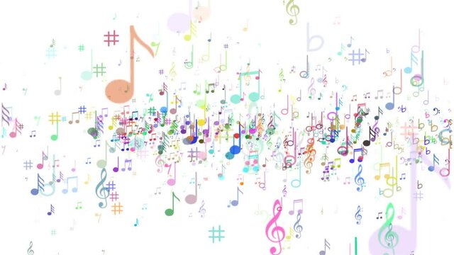 Background of musical notes. Multicolored notes