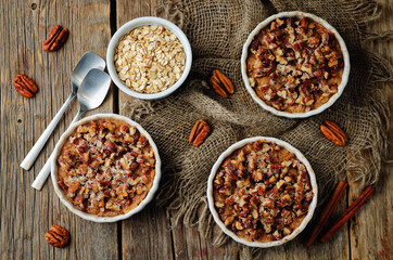 Sweet potato banana baked oatmeal with pecan crumb crust