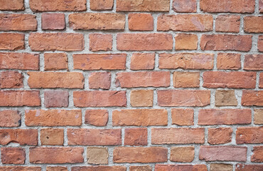 Red bricks wall background. Wall of old building useful as backdrop. 