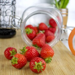 Fresh strawberries from jar