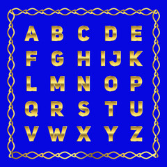 Vector golden alphabet. Golden letters.